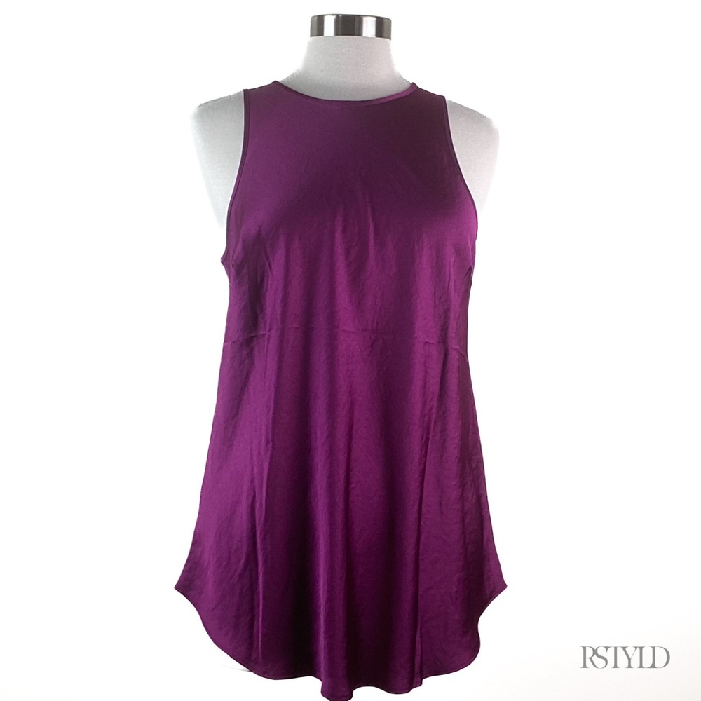 NEW Express Satin Crew Neck Tank Size Large Berry